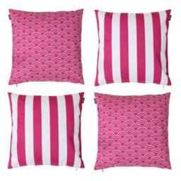 icon Indoor And Outdoor Deck Stripe Set Of 4 Pink Waterproof Filled Cushion