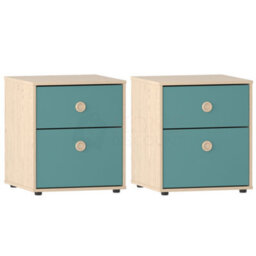 Lassic Junior Vida Neptune Blue & Oak 2 Drawer Bedside Table Cabinet Chest, Set Of 2 - thumbnail 8