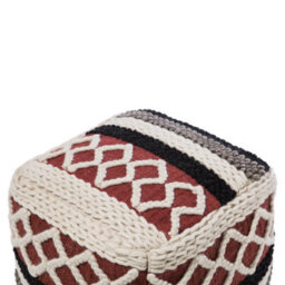 Beliani Multicolour Braided Macrame Pouffe 48 X 48 X 42 Cm - Boho Rustic Accent Seat - thumbnail 4