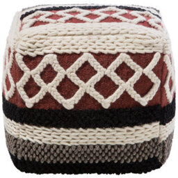 Beliani Multicolour Braided Macrame Pouffe 48 X 48 X 42 Cm - Boho Rustic Accent Seat - thumbnail 1