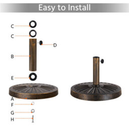 Yaheetech Bronze 14Kg Patio Umbrella Base Stand For 38/48mm Poles - thumbnail 4
