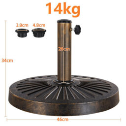 Yaheetech Bronze 14Kg Patio Umbrella Base Stand For 38/48mm Poles - thumbnail 3