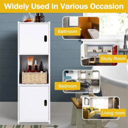 White Waterproof Bathroom Storage Cabinet Free Standing Organizer - thumbnail 5