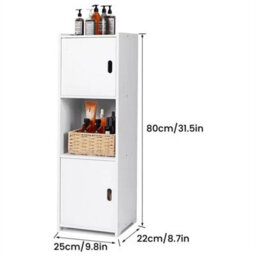 White Waterproof Bathroom Storage Cabinet Free Standing Organizer - thumbnail 2