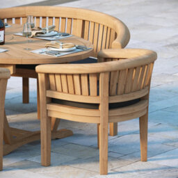 Eterna Monaco Teak Garden Outdoor Dining Table & 4 Seat Chair Set - With Green Cushions - thumbnail 5