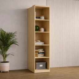 Arte Terra 88 Bookcase 45Cm In Oak Lindberg, Tall Slim Bedroom Bookcase With 5 Adjustable Shelves And Deeper Storage - thumbnail 1