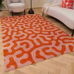 The Rugs Joli Orange And Pink Abstract Doodle Rug Soft Dense Pile Easy To Clean And Pet Friendly For Living Rooms And Bedrooms - thumbnail 1
