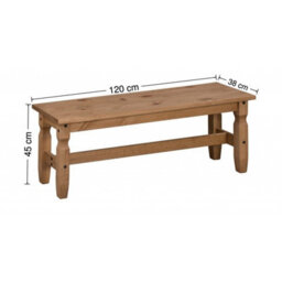 "Mercers Furniture Corona 4'0"" Dining Bench Long Seating Chair Solid Wood Pine Wooden With Mexican Styling" - thumbnail 2