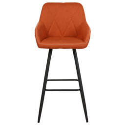 Beliani Set Of 2 Darien Bar Stools With Armrests & Footrest, Fabric, Orange - thumbnail 5