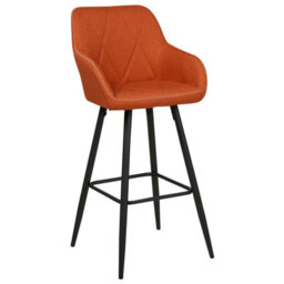 Beliani Set Of 2 Darien Bar Stools With Armrests & Footrest, Fabric, Orange - thumbnail 4
