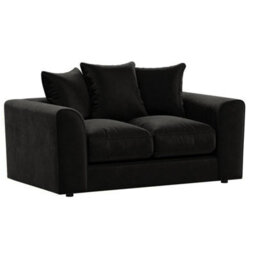 Furnishings For Less UK Brooklyn Plush Velvet Fibre Fabric Sofa Set 3 And 2 Seater Sofa Black - thumbnail 5
