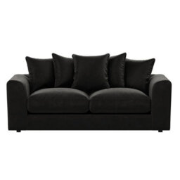 Furnishings For Less UK Brooklyn Plush Velvet Fibre Fabric Sofa Set 3 And 2 Seater Sofa Black - thumbnail 2