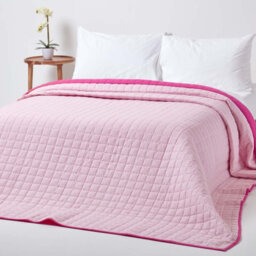 Homescapes Cotton Quilted Reversible Bedspread Pink & Cerise, 230 X 250 Cm - thumbnail 4