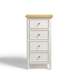 Furniturebox Uk Belle Oak Wood And Cream Tallboy Chest Of Drawers - thumbnail 3