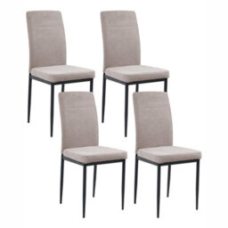 Beliani Set Of 4 Dining Chairs Riner Fabric Taupe