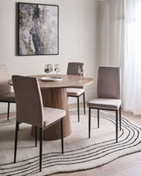 Beliani Set Of 4 Dining Chairs Riner Fabric Taupe - thumbnail 2
