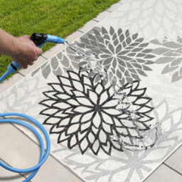 Homeart Outdoor Indoor Rug, Easy Clean, Uv Weather Resistant Rug For Patio, Gardenbellis Black, Grey,120X170Cm - thumbnail 6