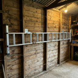 Megamaxx Uk™ Wall Mount Ladder Hanging Storage Brackets (Pair) - Bare Galvanised Steel Finish - thumbnail 3