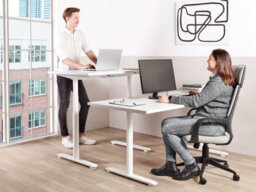 Beliani Manual Adjustable Standing Desk Destinas 120 Cm 72 Cm White - thumbnail 2