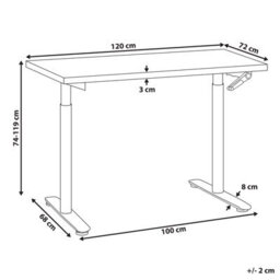 Beliani Manual Adjustable Standing Desk Destinas 120 Cm 72 Cm White - thumbnail 3