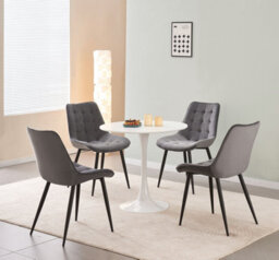 Mof Home Velvet Dining Chairs Set Of 4 Kitchen Chairs Dining Room Lounge Reception Chairs With Metal Legs  (Grey) - thumbnail 2