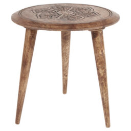 Wyld And Coco Dark Mango Wood Side Tables Set Of 2 With Oriental Design For Small Living Rooms - thumbnail 5