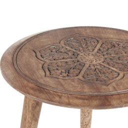 Wyld And Coco Dark Mango Wood Side Tables Set Of 2 With Oriental Design For Small Living Rooms - thumbnail 6