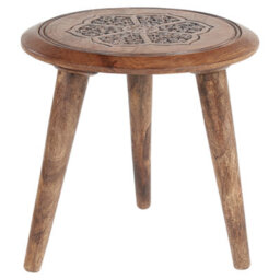 Wyld And Coco Dark Mango Wood Side Tables Set Of 2 With Oriental Design For Small Living Rooms - thumbnail 3