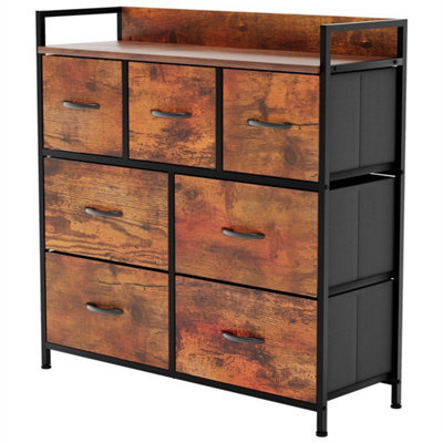 Rustic Brown 7 Drawer Fabric Storage Chest Cabinet - image 1