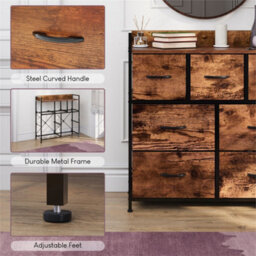 Rustic Brown 7 Drawer Fabric Storage Chest Cabinet - thumbnail 6