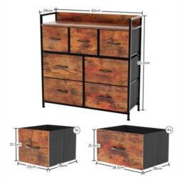 Rustic Brown 7 Drawer Fabric Storage Chest Cabinet - thumbnail 2