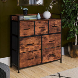 Rustic Brown 7 Drawer Fabric Storage Chest Cabinet - thumbnail 4