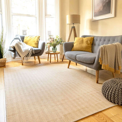 Loomed Natural Border Herringbone Jute Area Rug 160X230Cm - image 1
