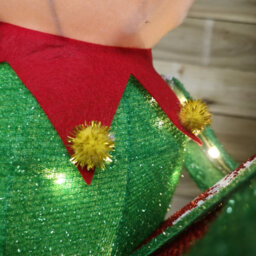 Samuel Alexander 107Cm Warm White Led Lit Elf Character With Present Christmas Decoration In Green And Red - thumbnail 6