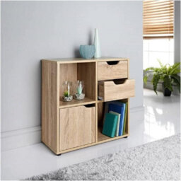 Spot On Dealz Cube Storage Unit With 2 Drawers Shelves Wooden Bookcase Cabinet For Home Decor - thumbnail 1