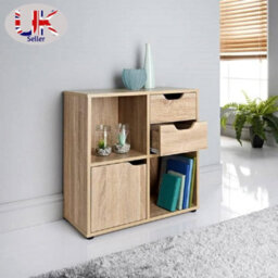 Spot On Dealz Cube Storage Unit With 2 Drawers Shelves Wooden Bookcase Cabinet For Home Decor - thumbnail 3