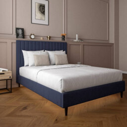 X Rocker Xr Living Maisie Velvet Bed Frame With Under Frame Led Lights - Double - Navy Blue - thumbnail 5