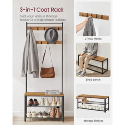 3-In-1 Hallway Organizer With Shoe Rack And Coat Hooks - thumbnail 3
