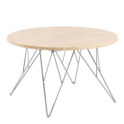 Furniture To Go Prunus Round Coffee Table In Matt Beige And Chrome Steel Base 80X46.4Cm