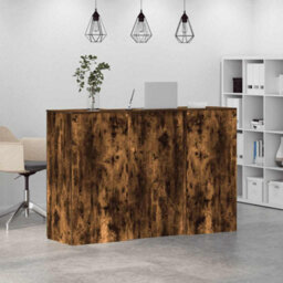 Berkfield Reception Desk Smoked Oak 155X50X103.5 Cm Engineered Wood - thumbnail 4