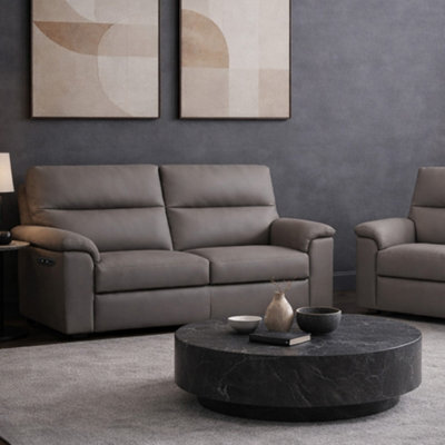 Aspire Marlowe Real Leather Power Recliner Two Seater Sofa With Usb Charging, Slate - image 1