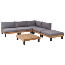 Beliani Garden Corner Sofa With Table 5 Seater Frazzano Modular Certified Acacia Wood Grey - thumbnail 5