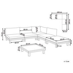 Beliani Garden Corner Sofa With Table 5 Seater Frazzano Modular Certified Acacia Wood Grey - thumbnail 3
