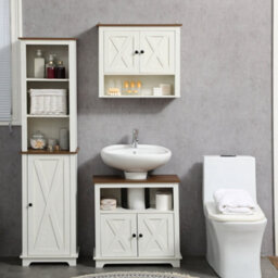 Kleankin Bathroom Sink Cabinet, Freestanding Under Sink Cabinet, White - thumbnail 7