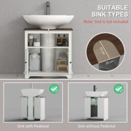 Kleankin Bathroom Sink Cabinet, Freestanding Under Sink Cabinet, White - thumbnail 4