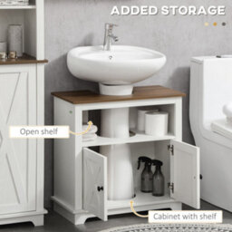 Kleankin Bathroom Sink Cabinet, Freestanding Under Sink Cabinet, White - thumbnail 5