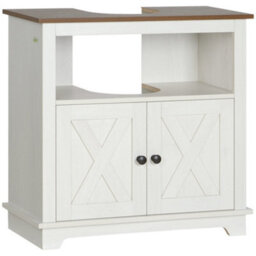 Kleankin Bathroom Sink Cabinet, Freestanding Under Sink Cabinet, White - thumbnail 2