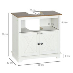 Kleankin Bathroom Sink Cabinet, Freestanding Under Sink Cabinet, White - thumbnail 3