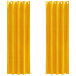 Berkfield Modern Blackout Curtains With Eyelets 2 Pcs Mustard Yellow Velvet