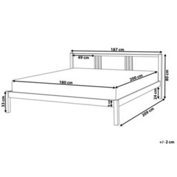 Beliani Bed Pine Wood Vannes 180 X 200 Cm (Eu Super King) Light Brown - thumbnail 3